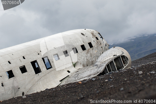 Image of The abandoned wreck of a US military plane on Southern Iceland