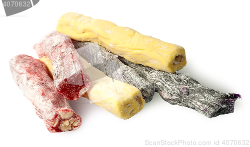Image of Several pieces of Turkish Delight in a row