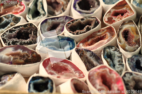 Image of color agate mineral collection