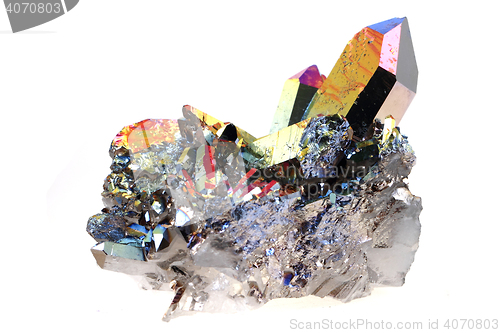 Image of crystal with metal rainbow surface