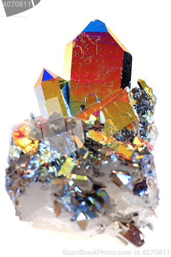 Image of crystal with metal rainbow surface