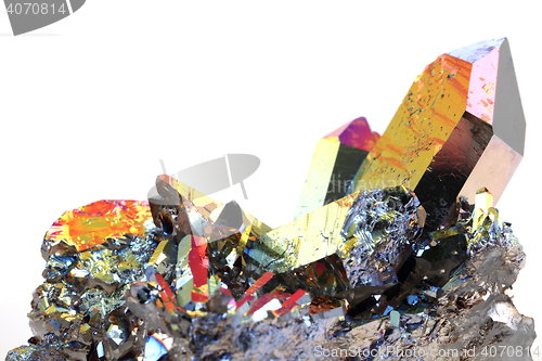 Image of crystal with metal rainbow surface