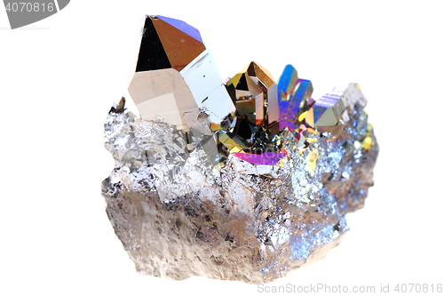 Image of crystal with metal rainbow surface