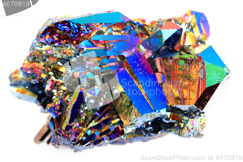 Image of crystal with metal rainbow surface