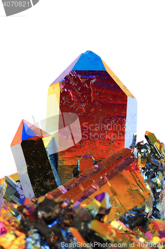 Image of crystal with metal rainbow surface