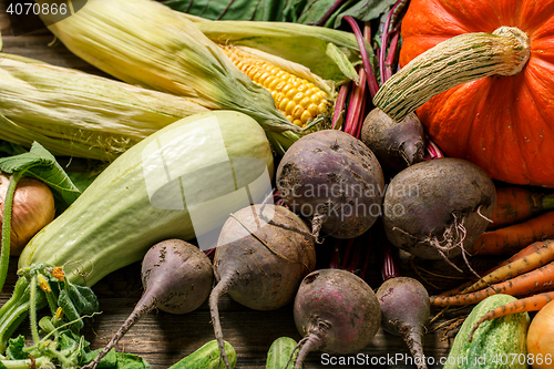 Image of Pile of various raw fresh vegetables