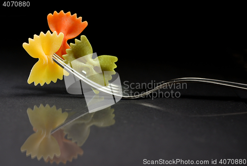 Image of Pasta farfalle on a fork