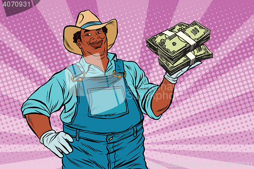 Image of African American farmer with a bundle of money