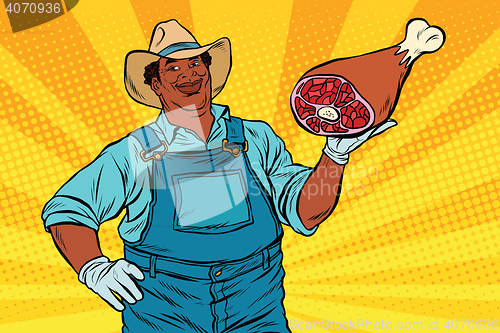 Image of African American farmer with meat foot