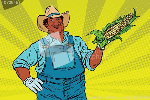 Image of African American farmer with corn on the cob