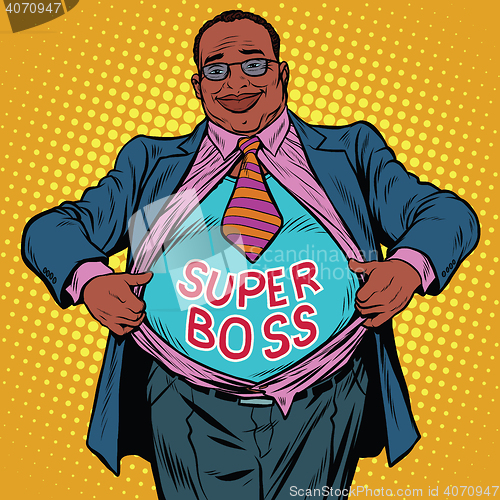 Image of African American businessman super boss