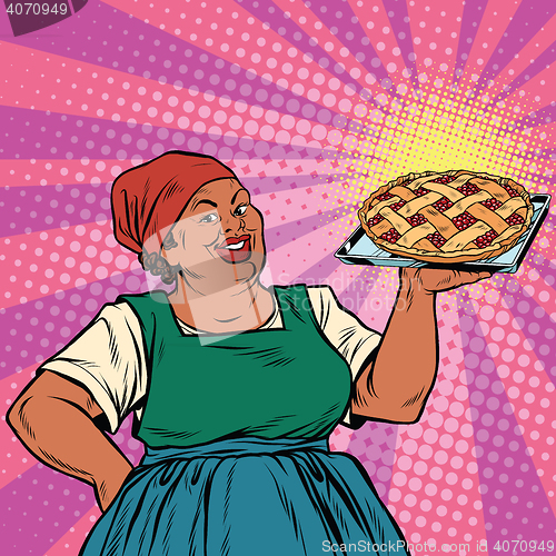 Image of Retro old female African-American berry pie