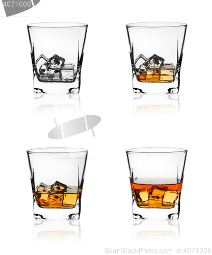 Image of Glass of scotch whiskey and ice