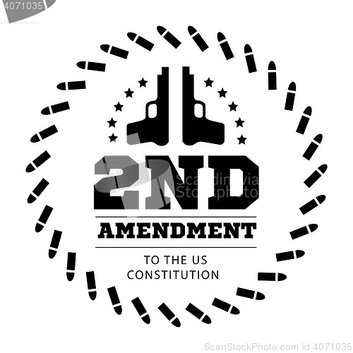 Image of Second Amendment to the US Constitution to permit possession of weapons. Vector illustration on white