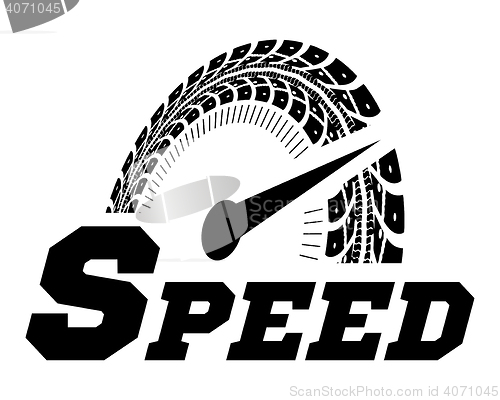 Image of Speedometer vector illustration. Styling by tire tracks.