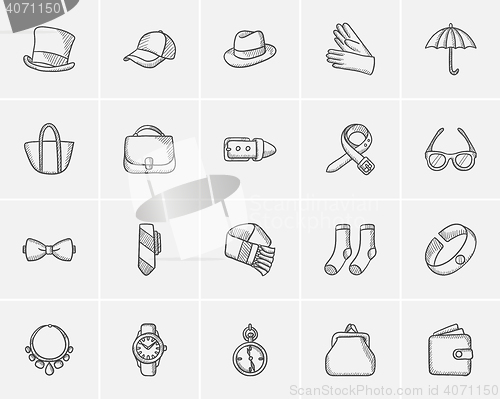 Image of Accessories sketch icon set.