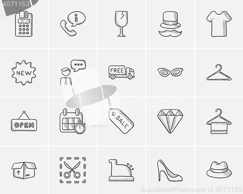 Image of Shopping sketch icon set.