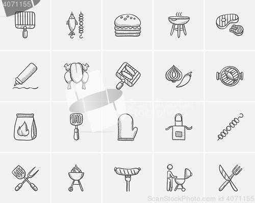 Image of Barbecue sketch icon set.