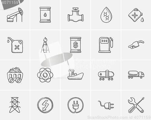 Image of Ecology sketch icon set.