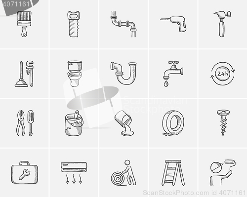 Image of Construction sketch icon set.