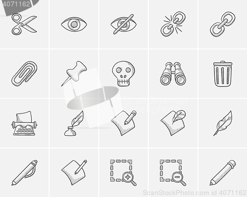 Image of Technology sketch icon set.