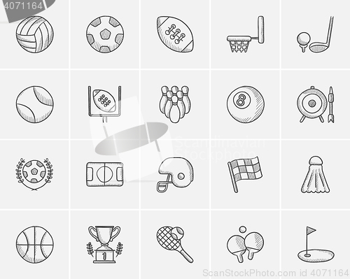 Image of Sport sketch icon set.