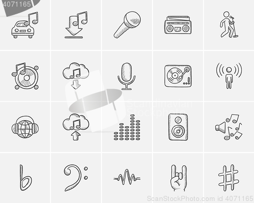 Image of Media sketch icon set.