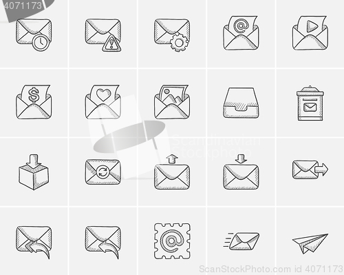 Image of Technology sketch icon set.