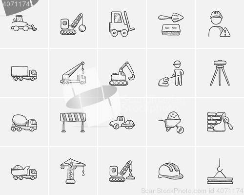 Image of Construction sketch icon set.