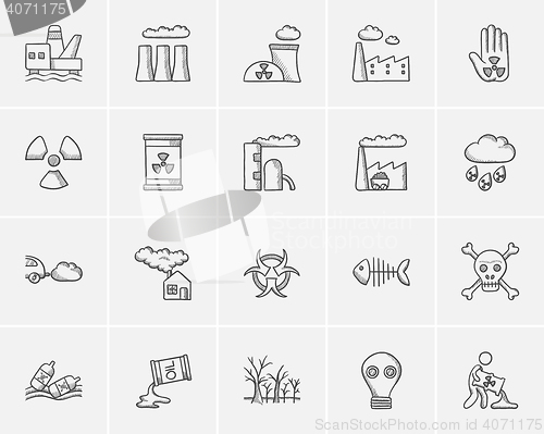 Image of Ecology sketch icon set.