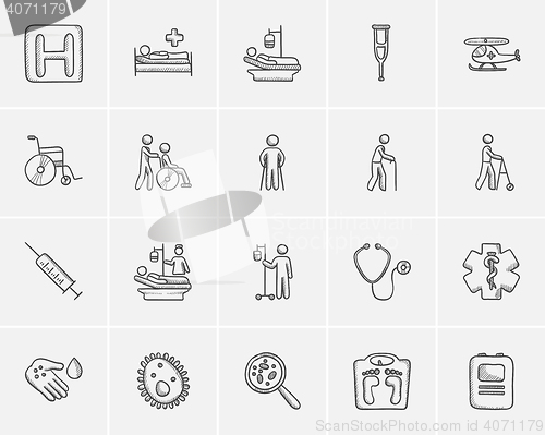 Image of Medicine sketch icon set.