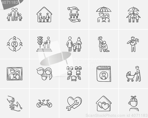 Image of Family sketch icon set.