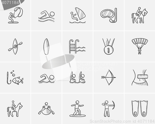 Image of Sport sketch icon set.