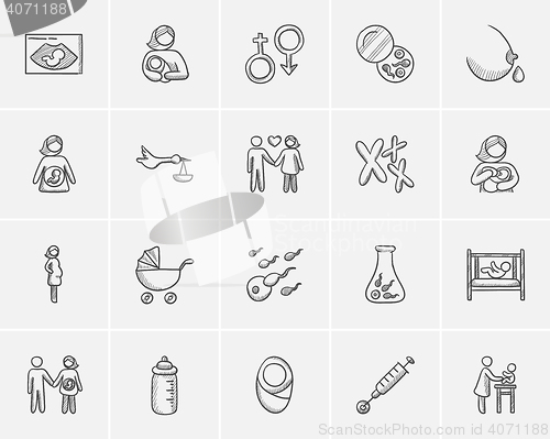 Image of Maternity sketch icon set.