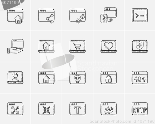 Image of Technology sketch icon set.