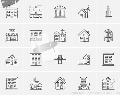 Image of Construction sketch icon set.