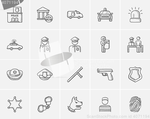 Image of Police sketch icon set.