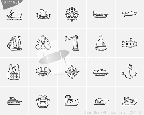 Image of Transportation sketch icon set.