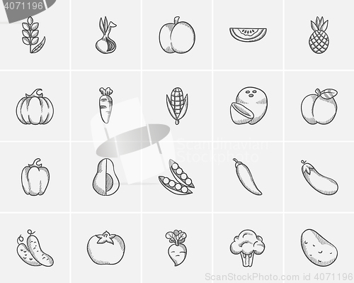 Image of Healthy food sketch icon set.