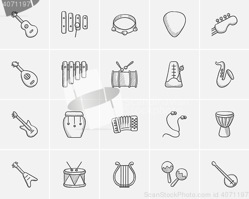 Image of Media sketch icon set.