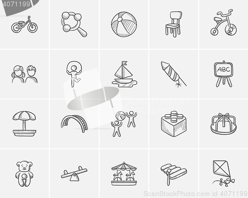 Image of Kids sketch icon set.