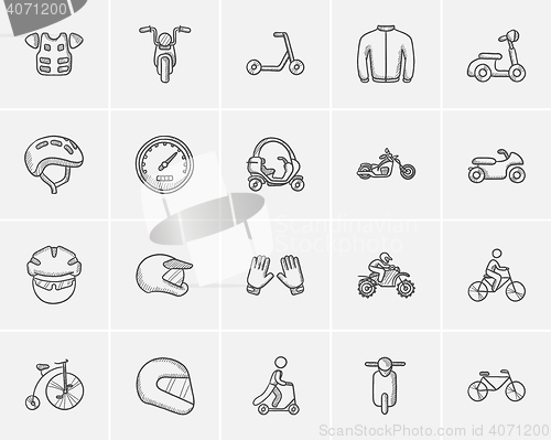 Image of Transportation sketch icon set.