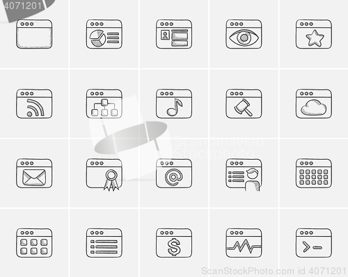 Image of Technology sketch icon set.