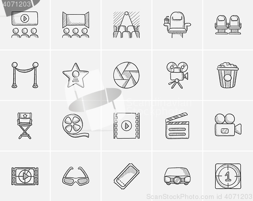 Image of Media sketch icon set.