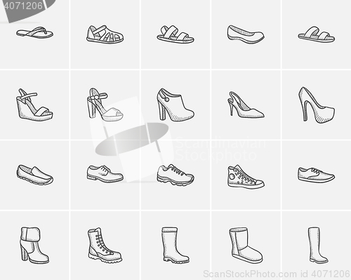 Image of Shoes sketch icon set.