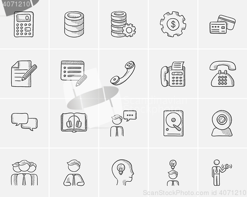 Image of Technology sketch icon set.