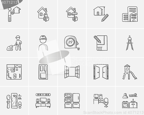 Image of Construction sketch icon set.