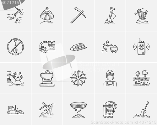 Image of Mining industry sketch icon set.