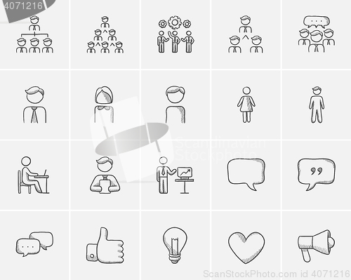 Image of Business sketch icon set.