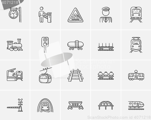 Image of Transportation sketch icon set.